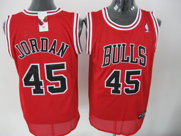 NBA Chicago Bulls 45 Michael Jordan Authentic Road Red Jersey